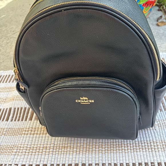 Coach Black Leather Court Backpack